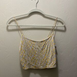 Pacsun basics yellow floral crop